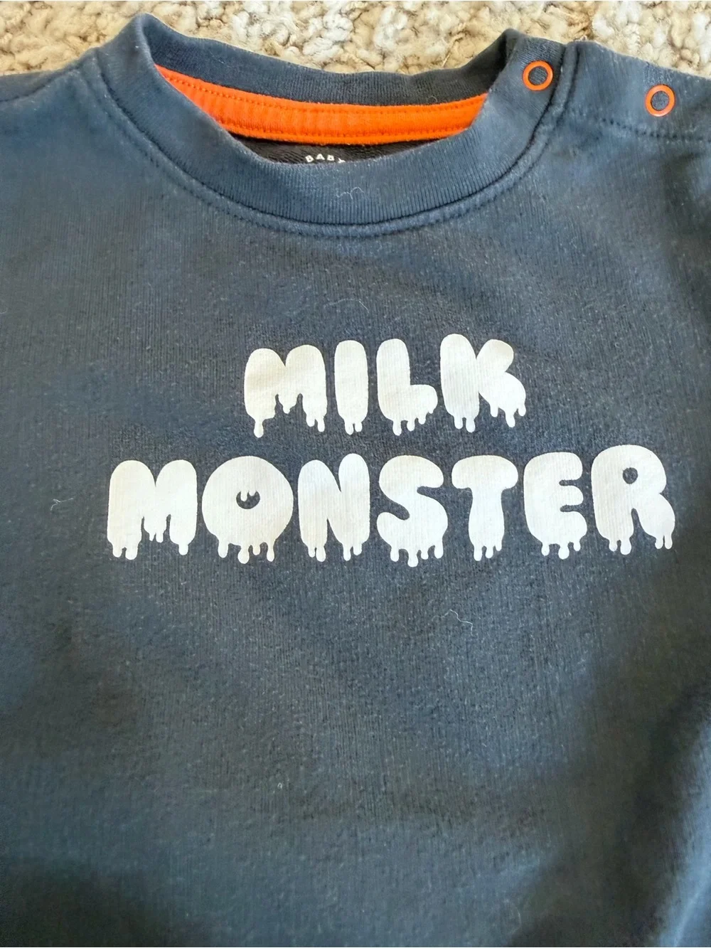 Cat & Jack black and white Baby Milk Monster long sleeve outfit 18 months